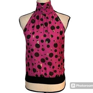 Etcetera Pink & Black Silk Top Sz-2